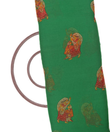 Green Colour Unique Print Chiffon Fabric